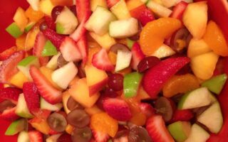 Close up of finished fruit salad