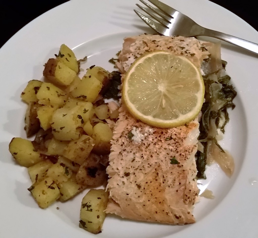 Salmon over Organic Mizuna Greens - Eat-in With YiaYia